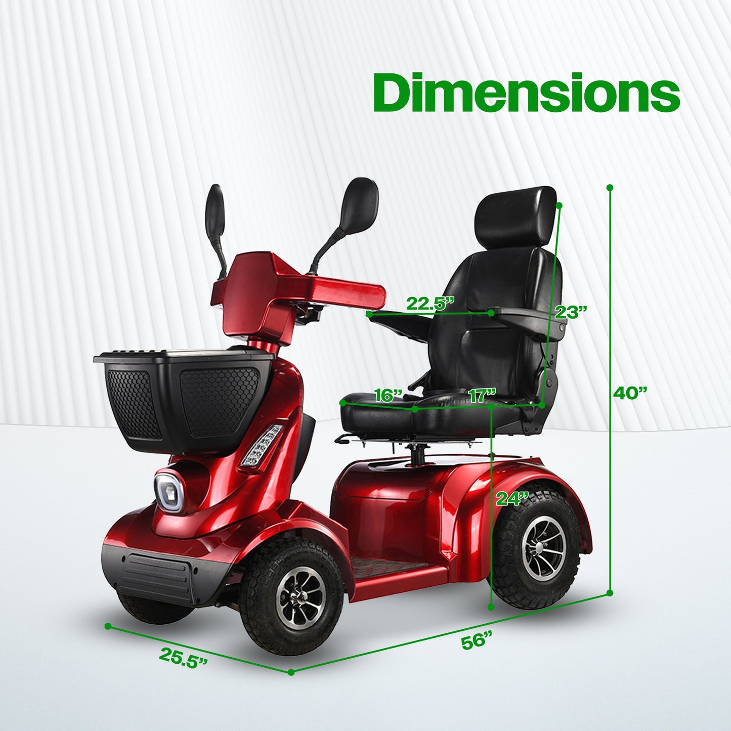 NINA Heavy-Duty All-Terrain Mobility Scooter – Dual Battery, Long Range, 800W Power