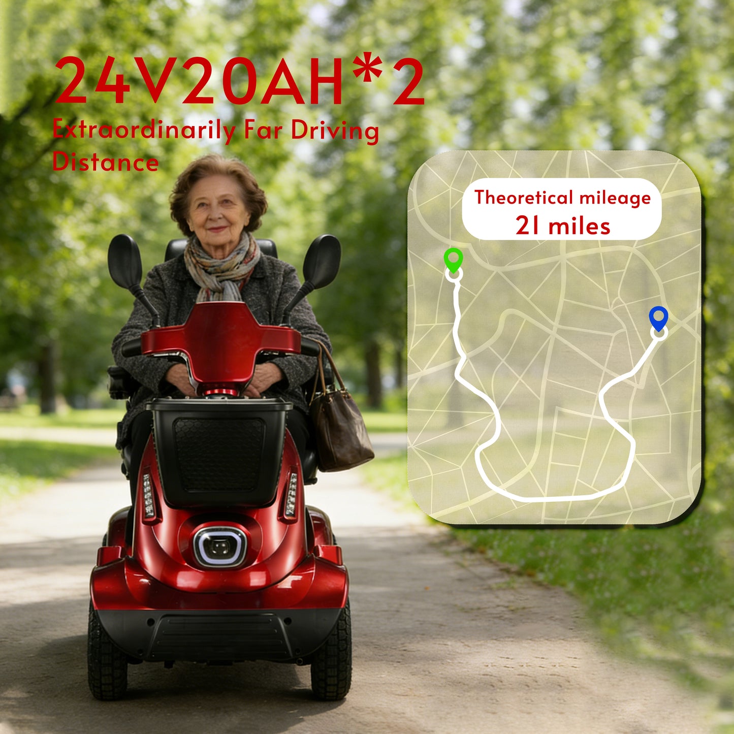 NINA Heavy-Duty All-Terrain Mobility Scooter – Dual Battery, Long Range, 800W Power