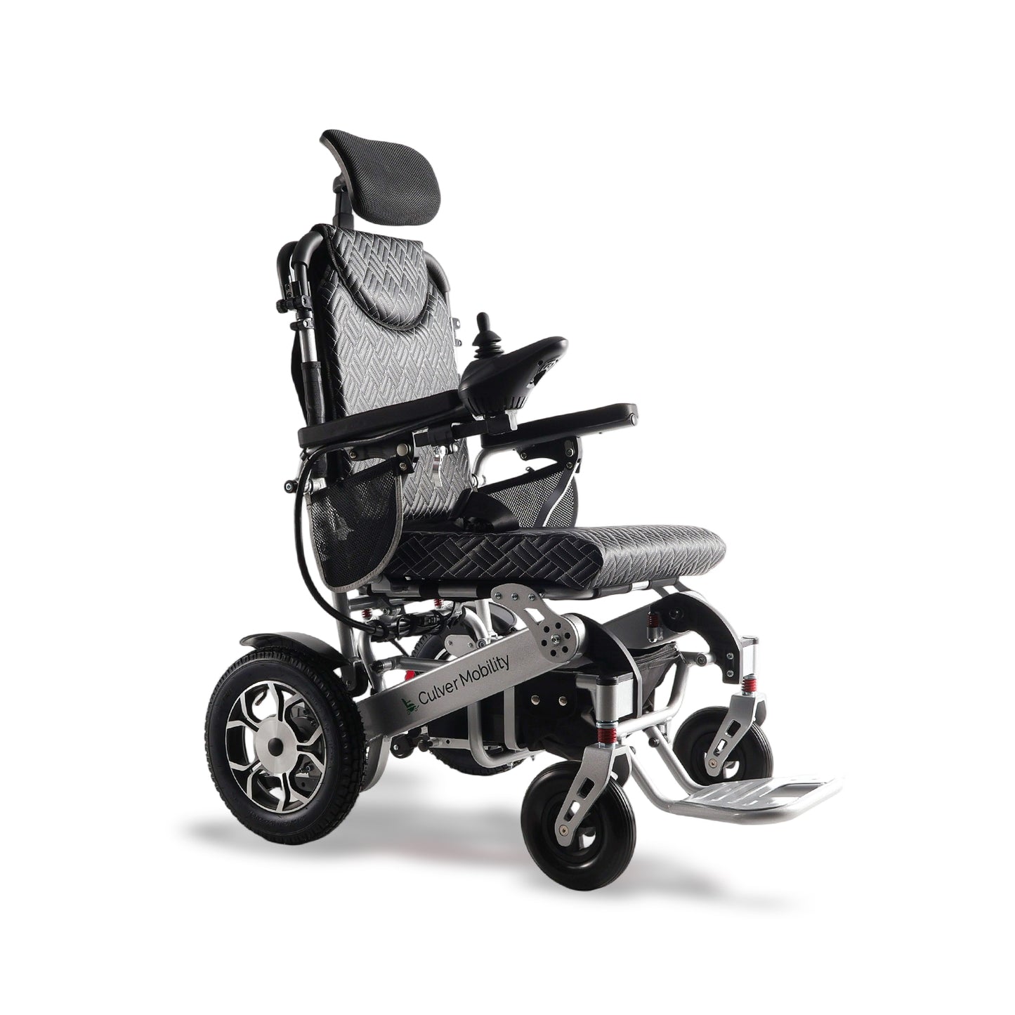 SHAWK (Silver)-Reclining Folding Lightweight Electric Wheelchair 500W Motor,330 lbs-13 miles