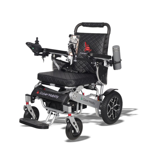WOLF (Black) – Folding Lightweight Heavy Duty Electric Wheelchair, 330 lbs Capacity, 500W Motor, 13 Miles Range – Includes Free Travel Bag, Cup Holder, and Phone Holder