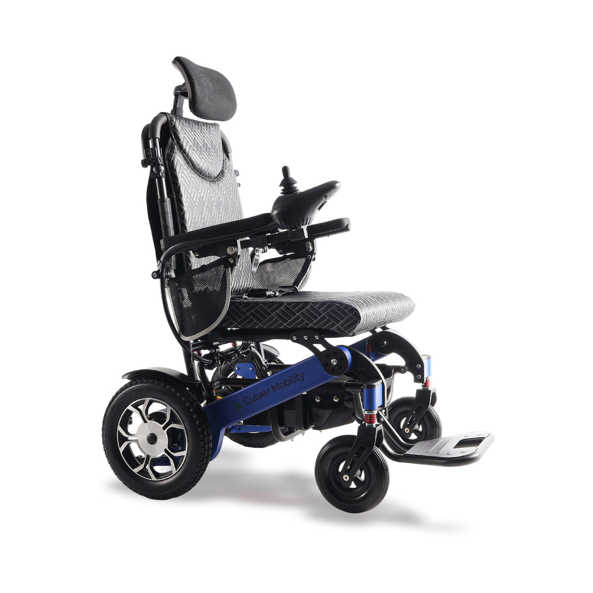 Culver Mobility SHAWK Reclining Folding Electric Wheelchair, 330 lb, 25-Mile Range – Blue