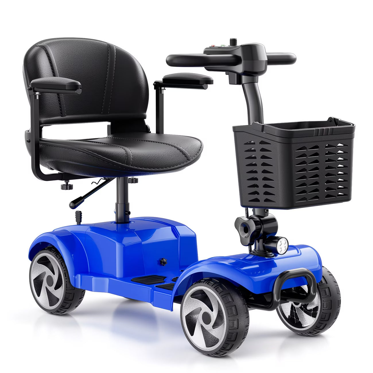 20-Mile Long Range Folding Mobility Scooter for Adults & Seniors, 300 lb Weight Capacity, Portable Electric Mobility Scooter with LED Headlight, Detachable Storage Basket, Compact Travel Scooter for Daily Use