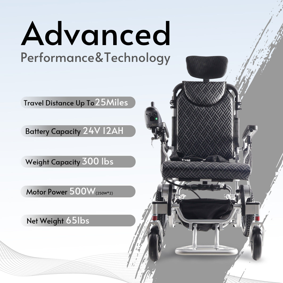 Culver Mobility SHAWK Reclining Folding Electric Wheelchair, 330 lb, 25-Mile Range – Silver