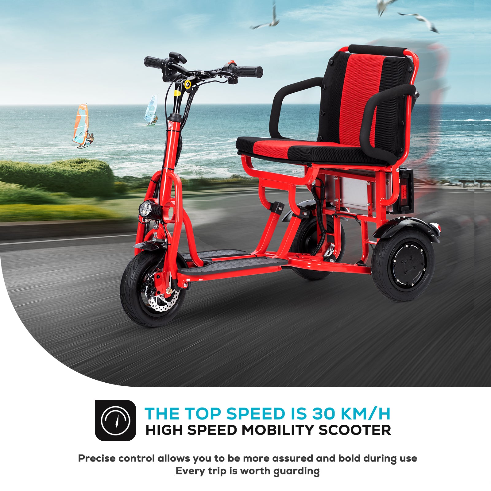 Culver Mobility COUGAR Ultra Lightweight Folding Scooter For Adults 3 Wheeler - Portable