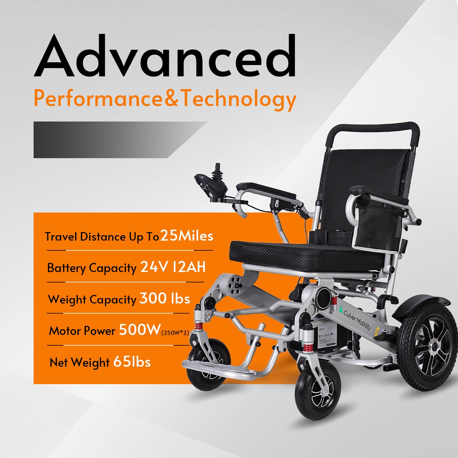 COBRA Folding Divisible  Electric Wheelchair 300 Lb Capacity-500W- 14Miles