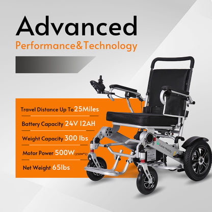 COBRA Folding Divisible  Electric Wheelchair 300 Lb Capacity-500W- 14Miles
