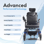 Culver Mobility SHAWK Reclining Folding Electric Wheelchair, 330 lb, 25-Mile Range – Blue