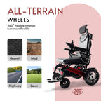 Culver Mobility SHAWK Reclining Folding Electric Wheelchair, 330 lb, 25-Mile Range – Red
