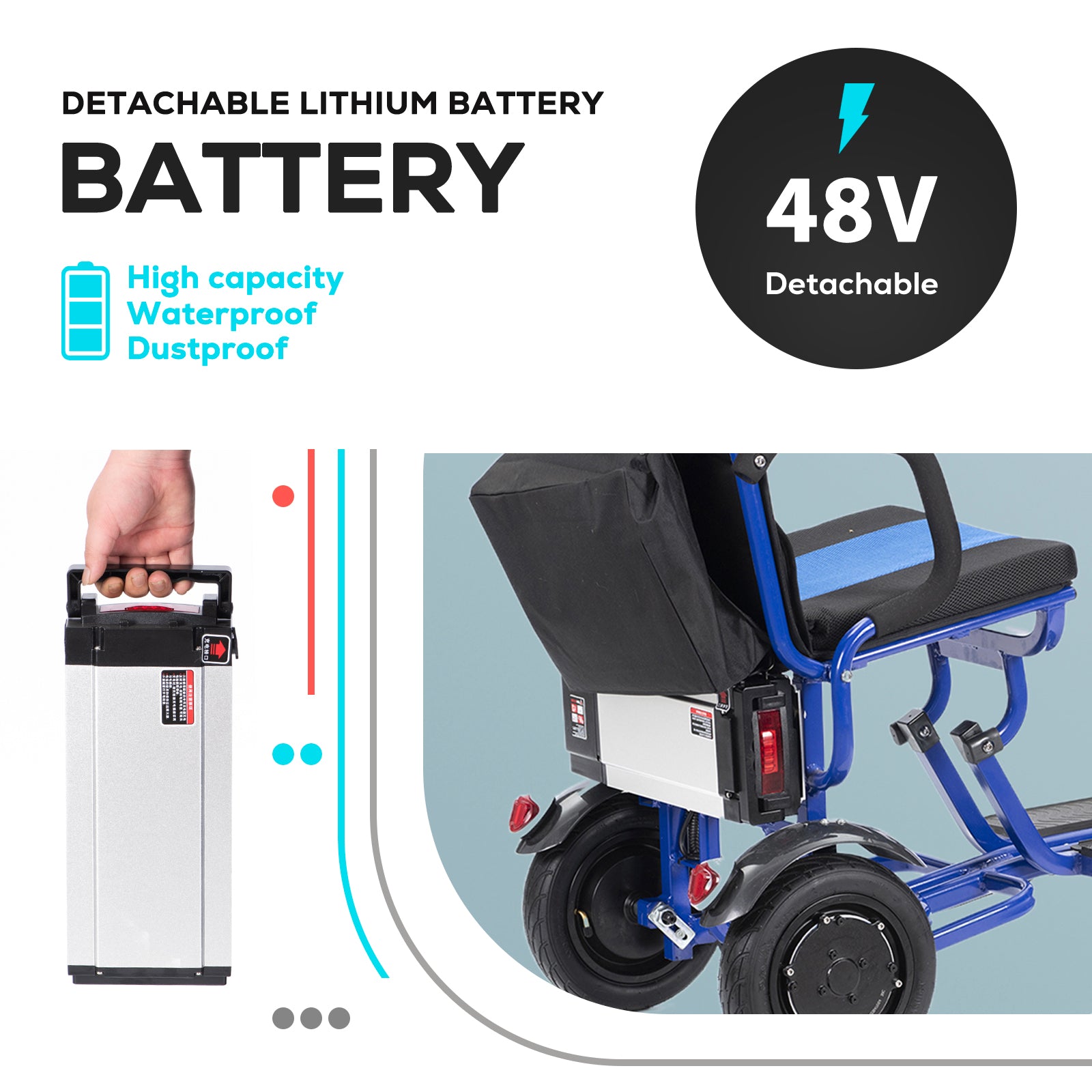 Culver Mobility Folding Electric Mobility Scooter 3 Wheel Lightweight Portable Power Travel Scooters COUGAR