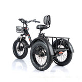 Electric Fat Tire Trike Tricycle Bike w/Cargo Basket - All-Terrain 500W Motor and 48V Lithium