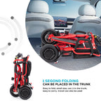 Culver Mobility COUGAR 3-Wheel Folding Mobility Scooter, 49.6 lb, 15-Mile Range – Red
