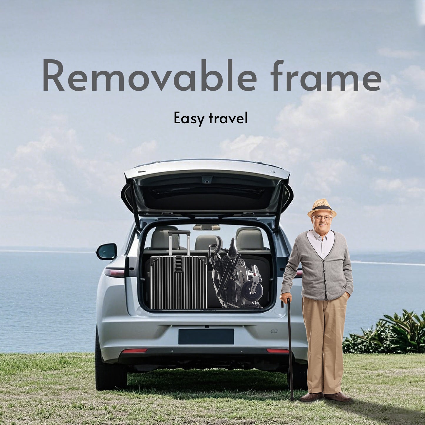 SHAWK (Silver)-Reclining Folding Lightweight Electric Wheelchair 500W Motor,330 lbs-13 miles