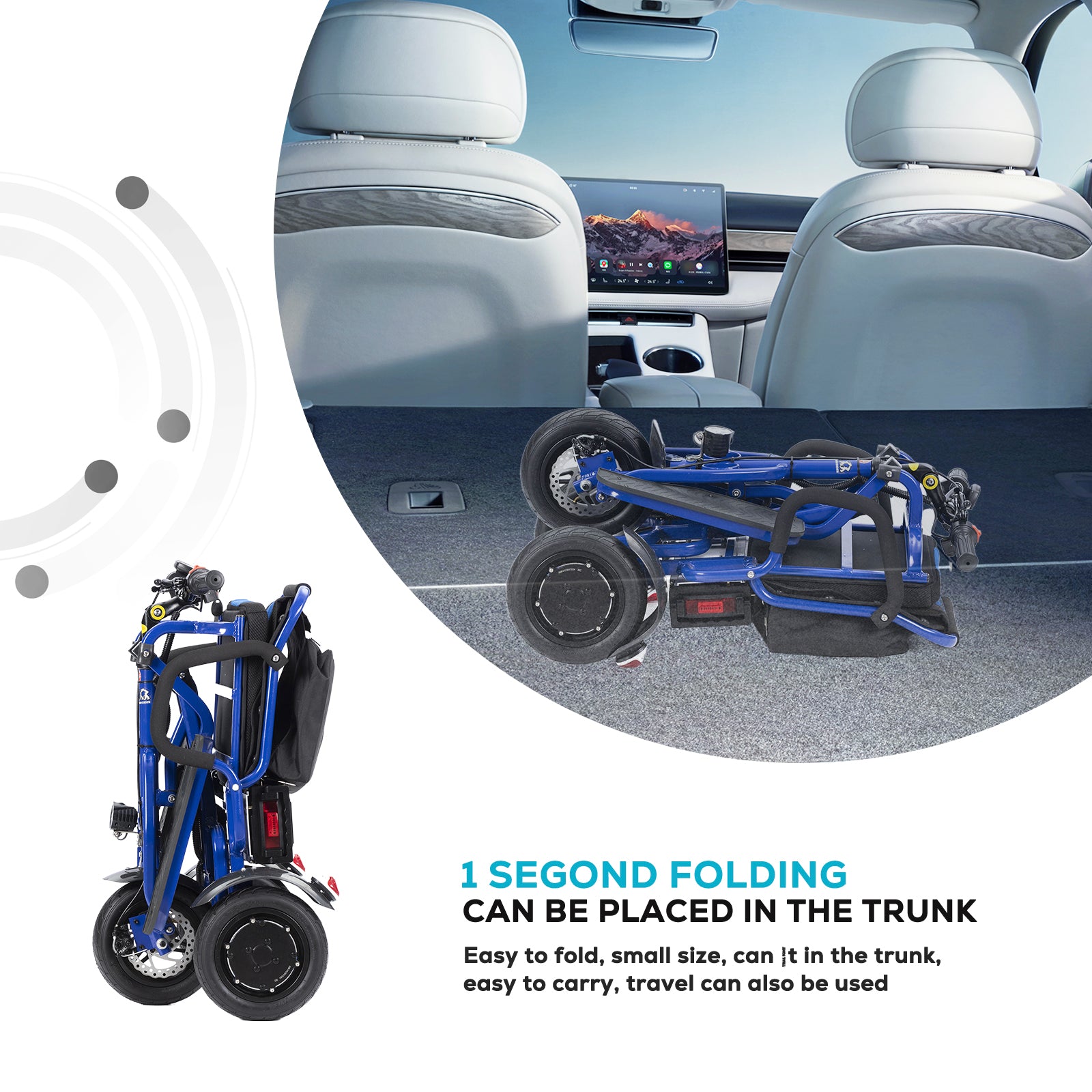 Culver Mobility Folding Electric Mobility Scooter 3 Wheel Lightweight Portable Power Travel Scooters COUGAR