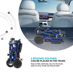 Culver Mobility COUGAR 3-Wheel Folding Mobility Scooter, 49.6 lb, 15-Mile Range – Blue
