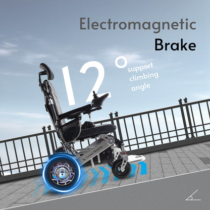 SHAWK (Silver)-Reclining Folding Lightweight Electric Wheelchair 500W Motor,330 lbs-13 miles
