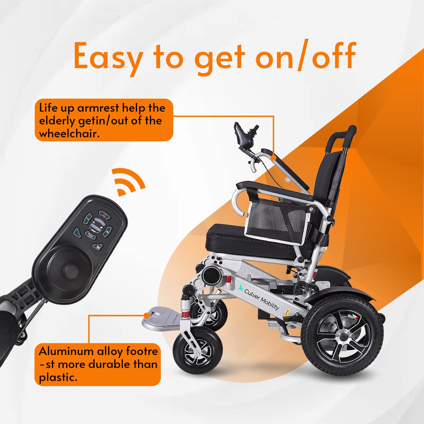 COBRA Folding Divisible  Electric Wheelchair 300 Lb Capacity-500W- 14Miles