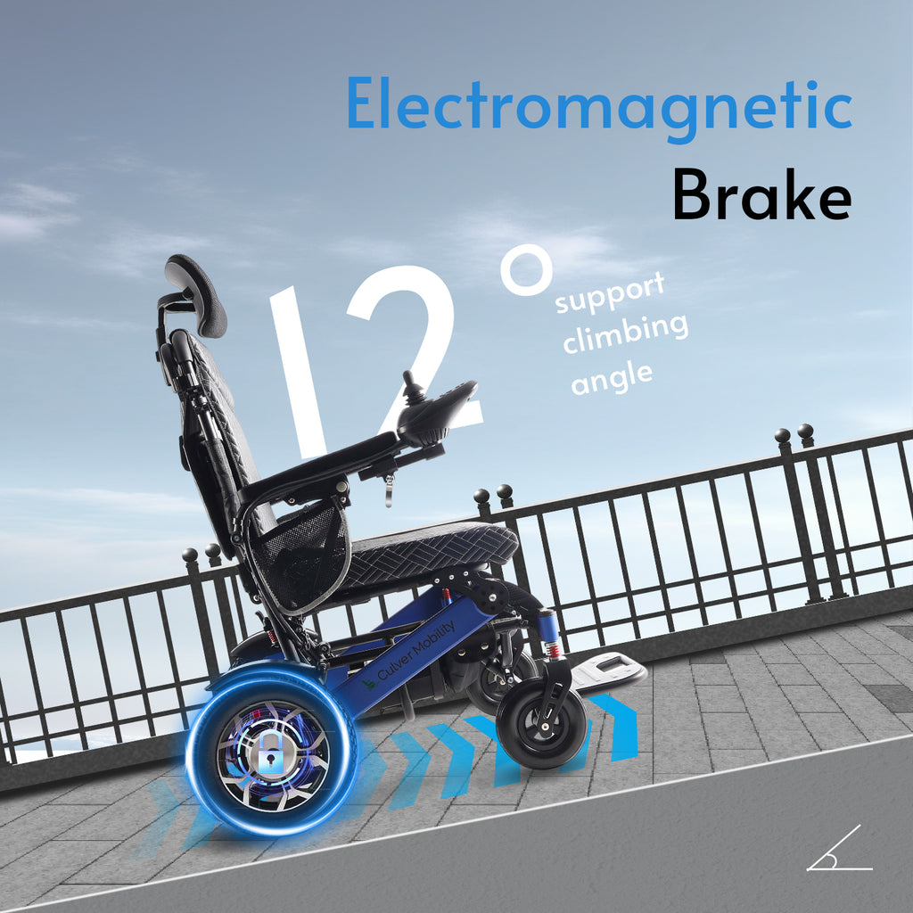 Culver Mobility SHAWK Reclining Folding Electric Wheelchair, 330 lb, 25-Mile Range – Blue