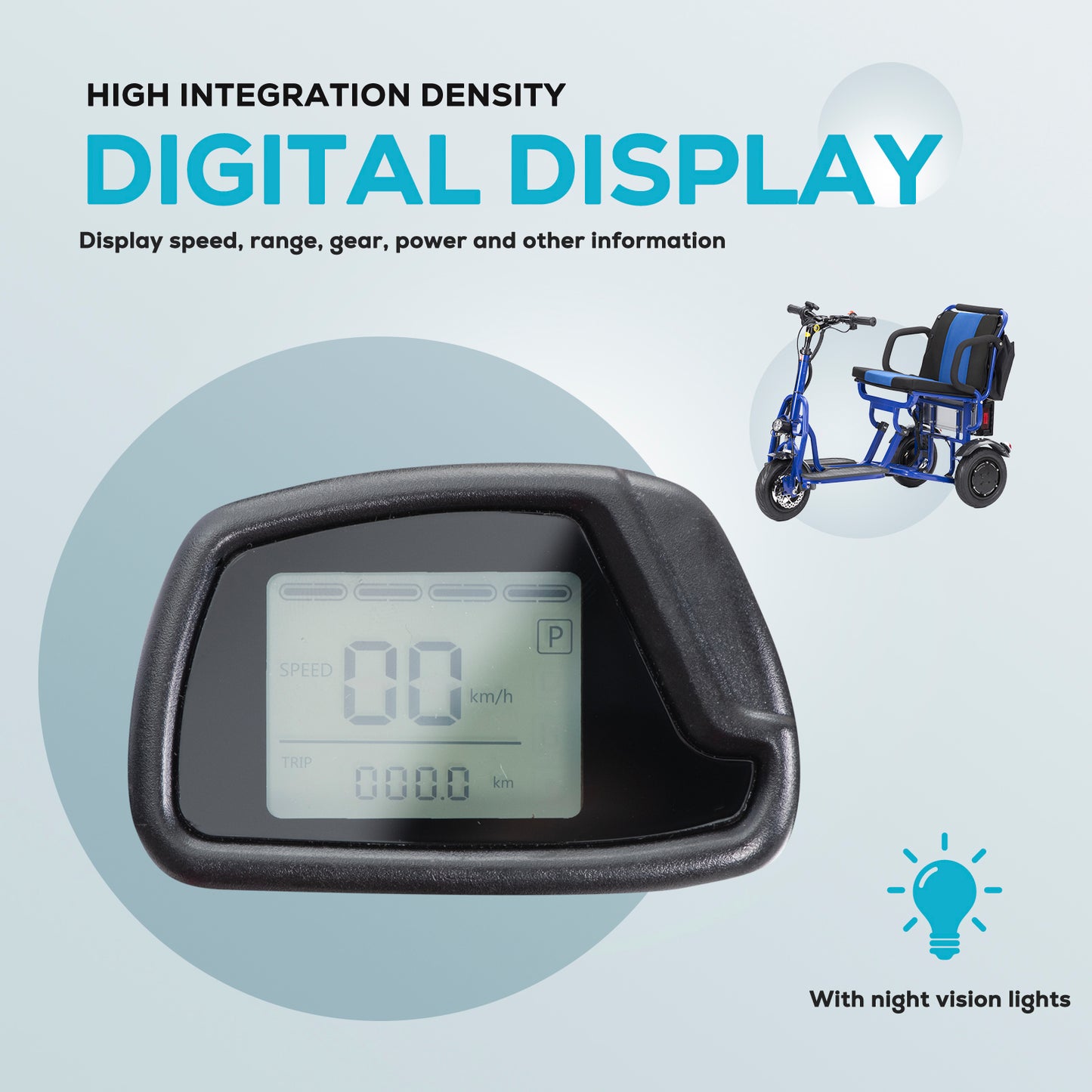 Culver Mobility Folding Electric Mobility Scooter 3 Wheel Lightweight Portable Power Travel Scooters COUGAR