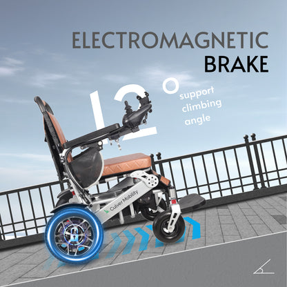 WOLF Brown Folding Electric Wheelchair, 330lbs Capacity, 13mi Range