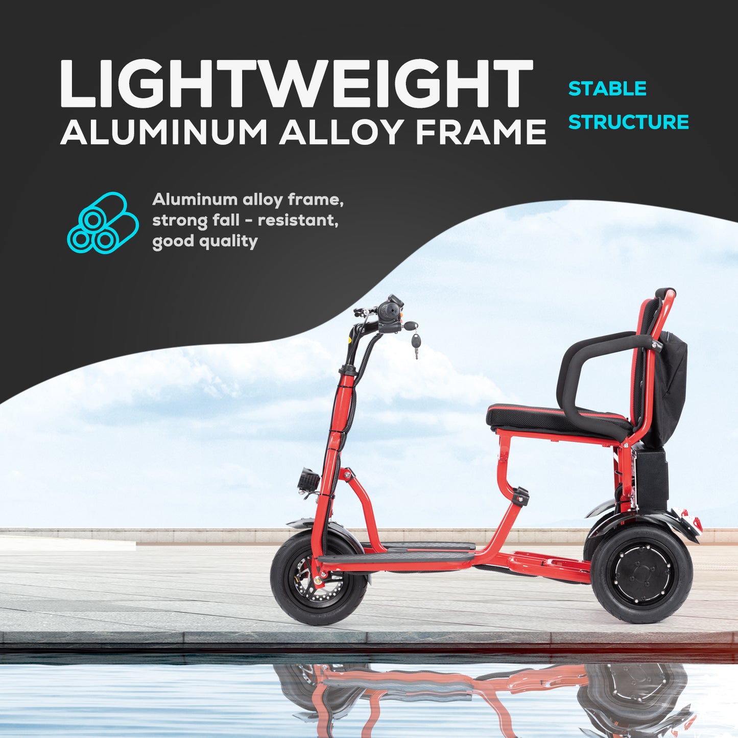 Culver Mobility COUGAR Ultra Lightweight Folding Scooter For Adults 3 Wheeler - Portable