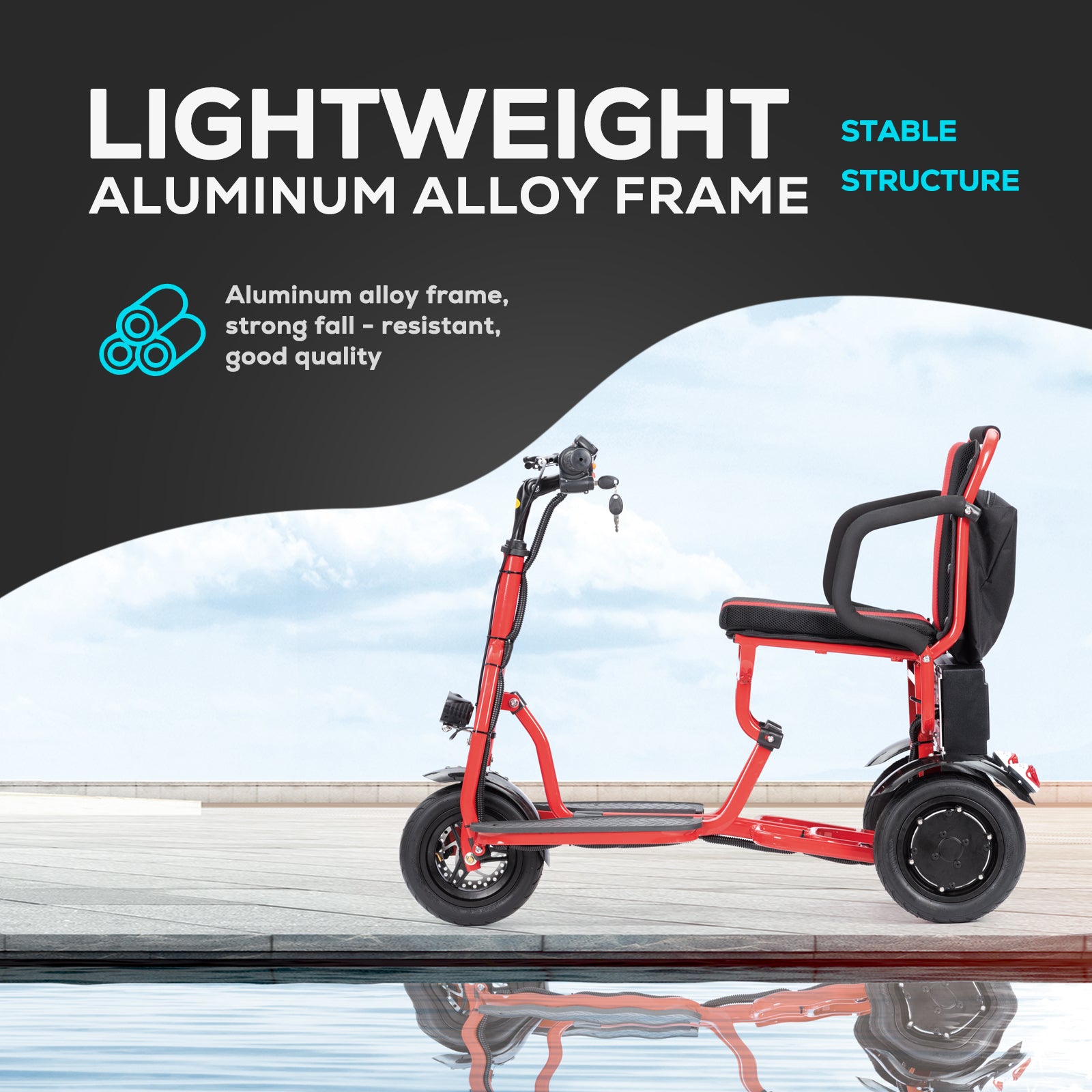 Culver Mobility COUGAR Ultra Lightweight Folding Scooter For Adults 3 Wheeler - Portable