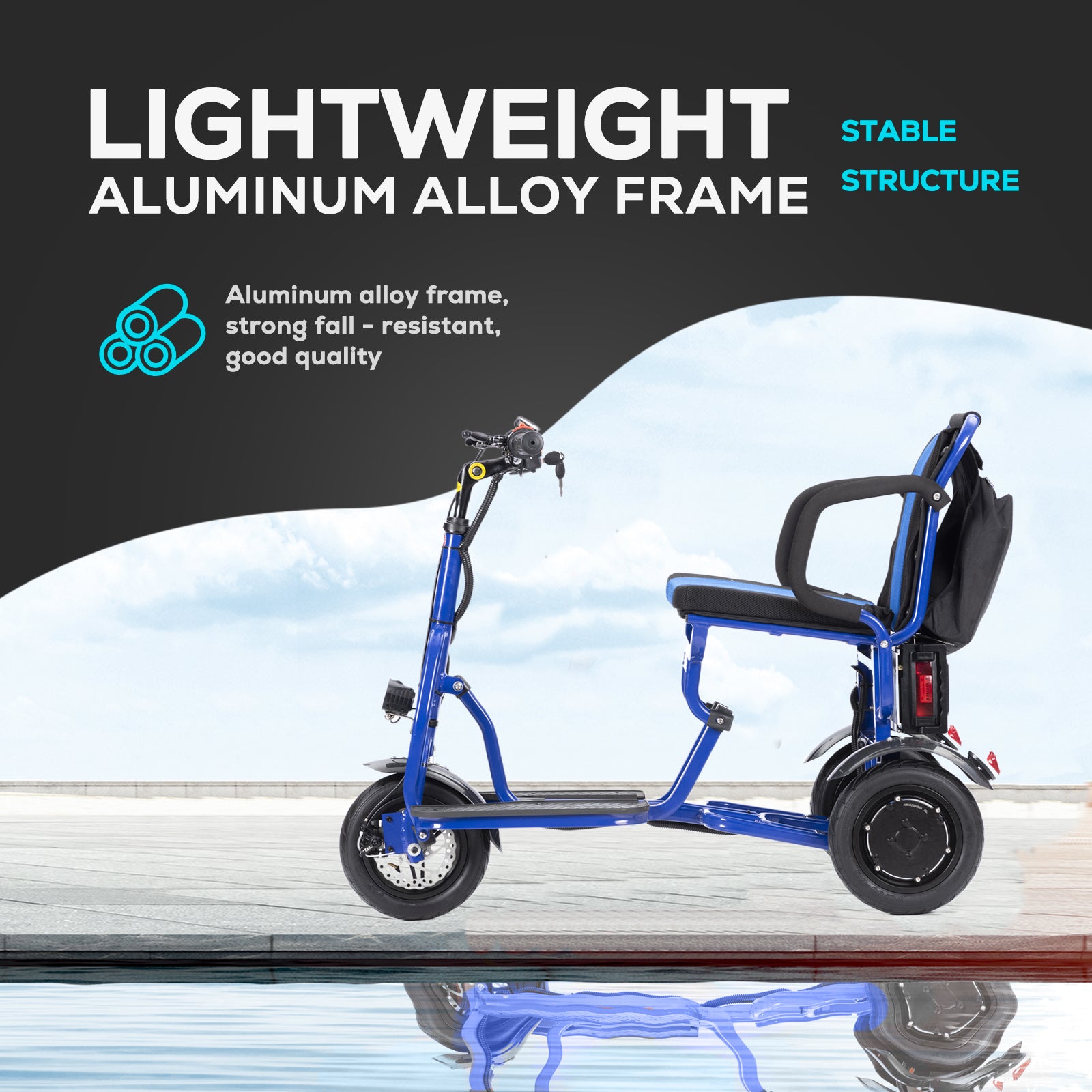 Culver Mobility Folding Electric Mobility Scooter 3 Wheel Lightweight Portable Power Travel Scooters COUGAR