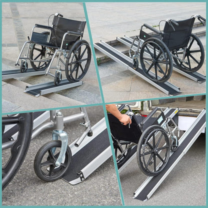 Culver Mobility Adjustable Wheelchair Ramp 7FT Telescoping Portable Wheelchair Ramps for Steps Ramps for Wheelchair for Home with Storage Bag Aluminum Non-Skid Ramps 84" L x 7.4" W 600lbs Capacity (2 Pack)