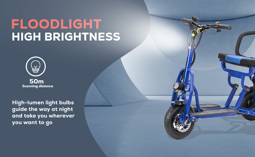 Culver Mobility COUGAR 3-Wheel Folding Mobility Scooter, 49.6 lb, 15-Mile Range – Blue