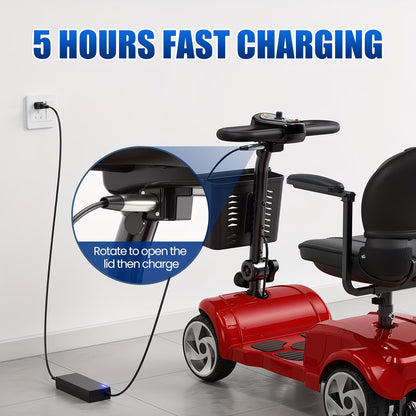 20-Mile Long Range Folding Mobility Scooter for Adults & Seniors, 300 lb Weight Capacity, Portable Electric Mobility Scooter with LED Headlight, Detachable Storage Basket, Compact Travel Scooter for Daily Use