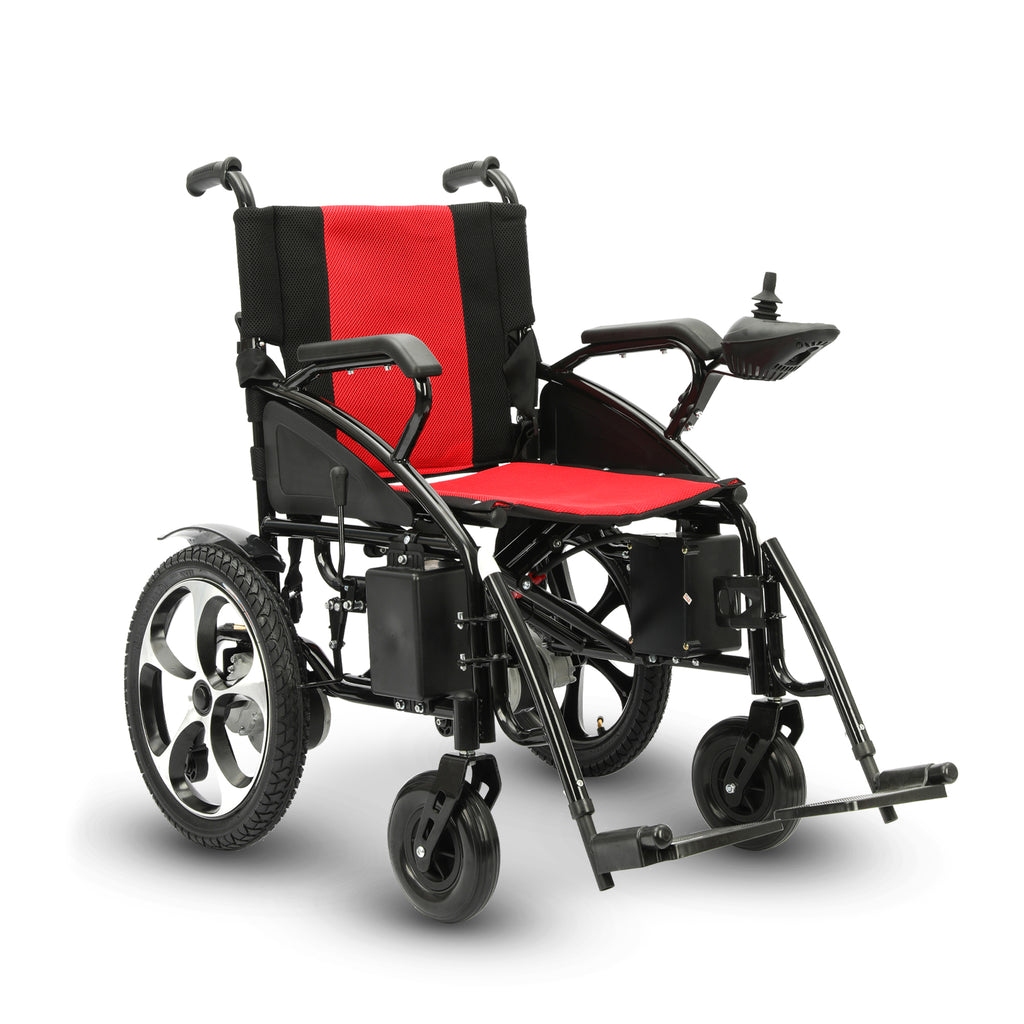 Culver Mobility ARTEMIS Folding Electric Wheelchair, 265 lb, 13-Mile Range – Red