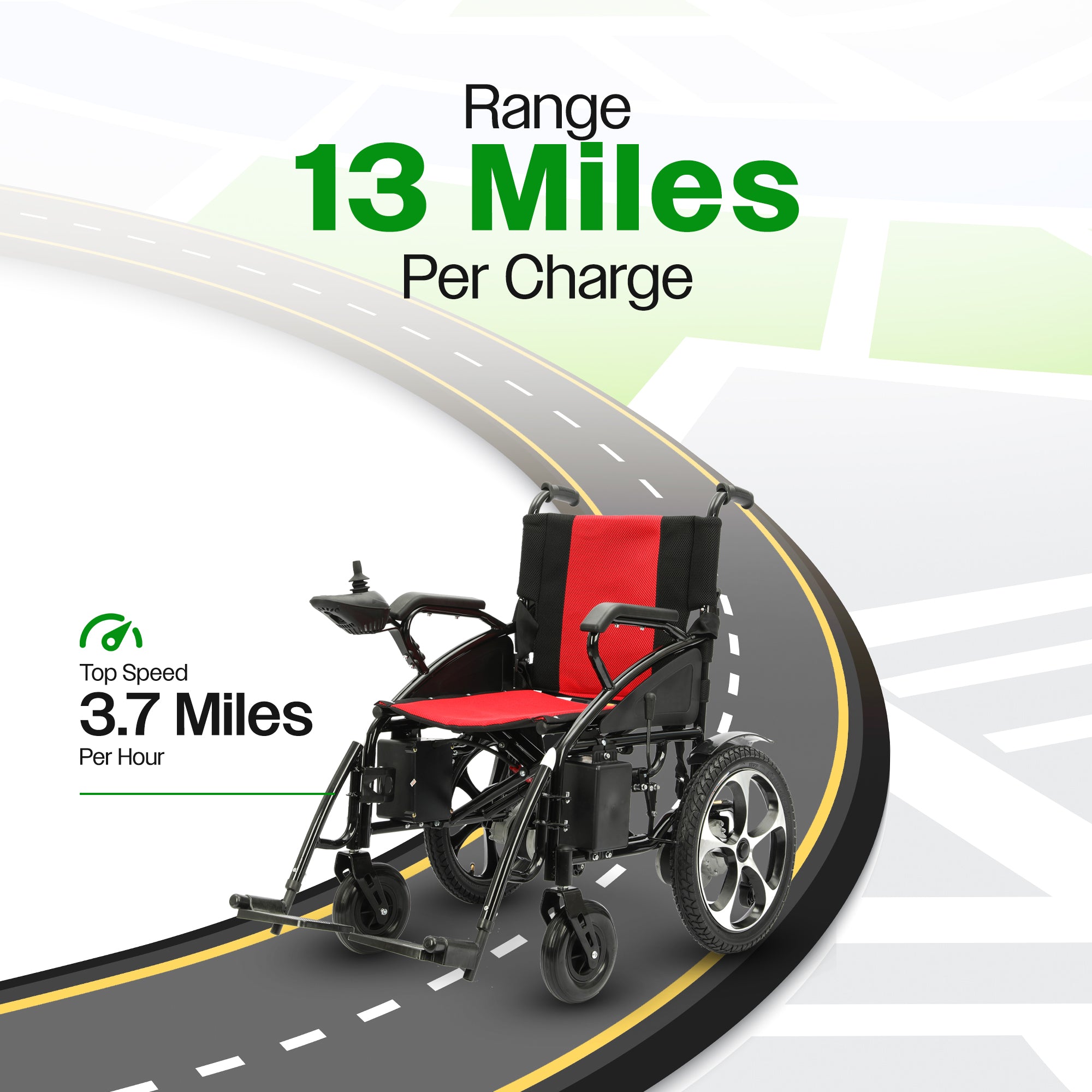 Culver Mobility ARTEMIS (RED) - Folding Lightweight Electric Wheelchairs 265lbs -500W- 13Miles