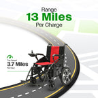 Culver Mobility ARTEMIS Folding Electric Wheelchair, 265 lb, 13-Mile Range – Red