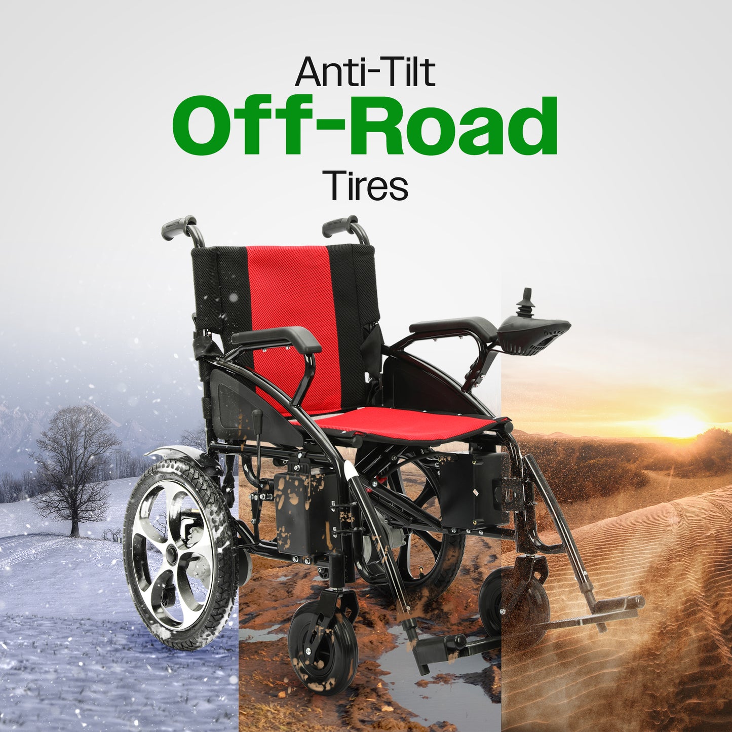 Culver Mobility ARTEMIS (RED) - Folding Lightweight Electric Wheelchairs 265lbs -500W- 13Miles