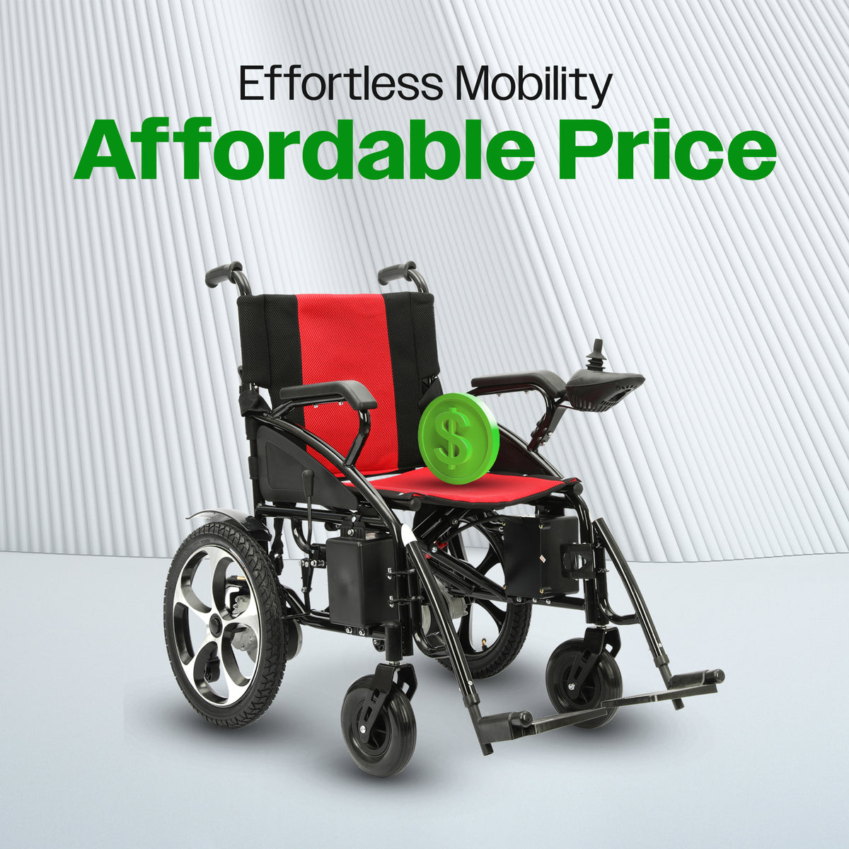 Culver Mobility ARTEMIS Folding Electric Wheelchair, 265 lb, 13-Mile Range – Red