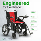Culver Mobility ARTEMIS Folding Electric Wheelchair, 265 lb, 13-Mile Range – Red