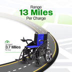 Culver Mobility ARTEMIS Folding Electric Wheelchair, 265 lb, 13-Mile Range – Blue