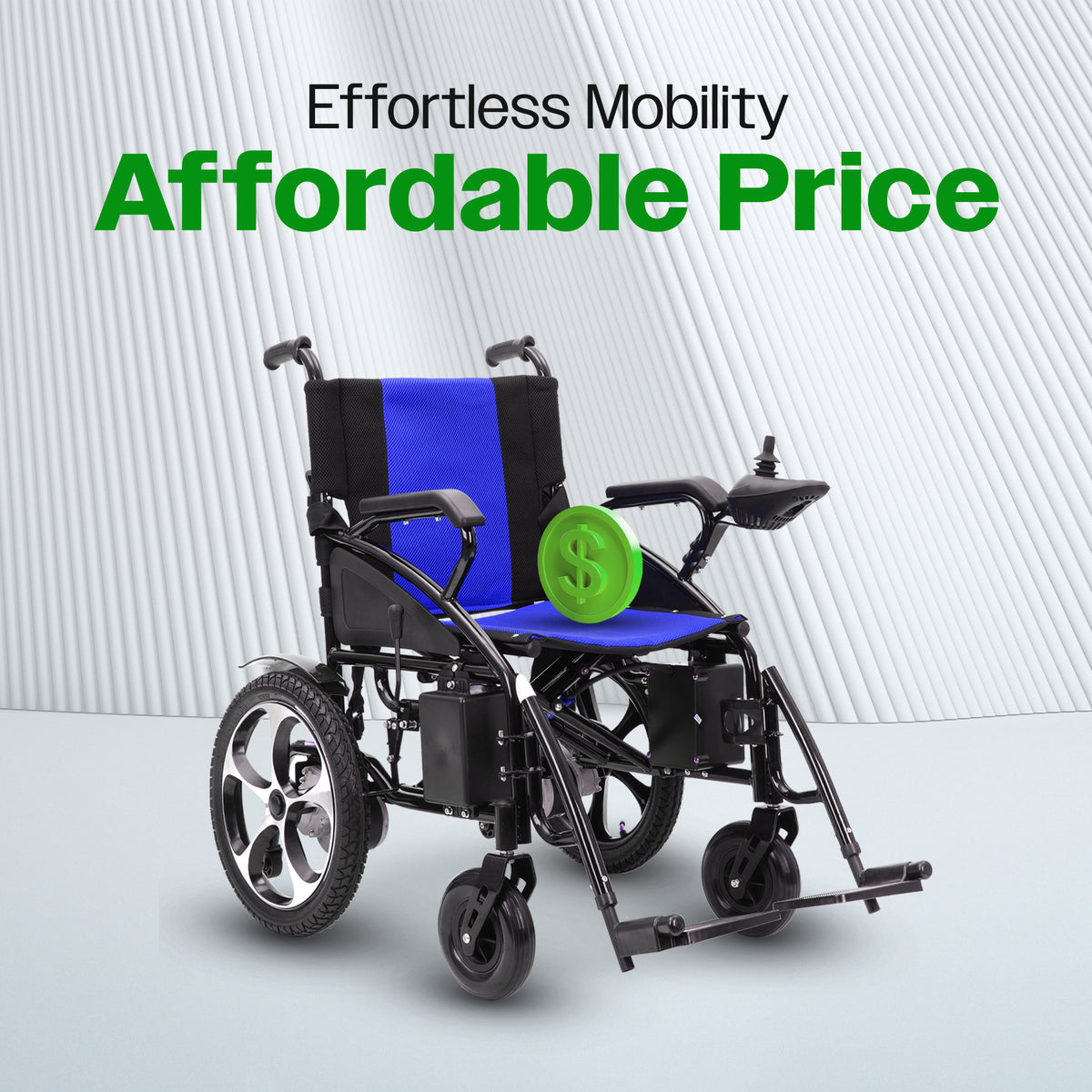 Culver Mobility ARTEMIS Folding Electric Wheelchair, 265 lb, 13-Mile Range – Blue