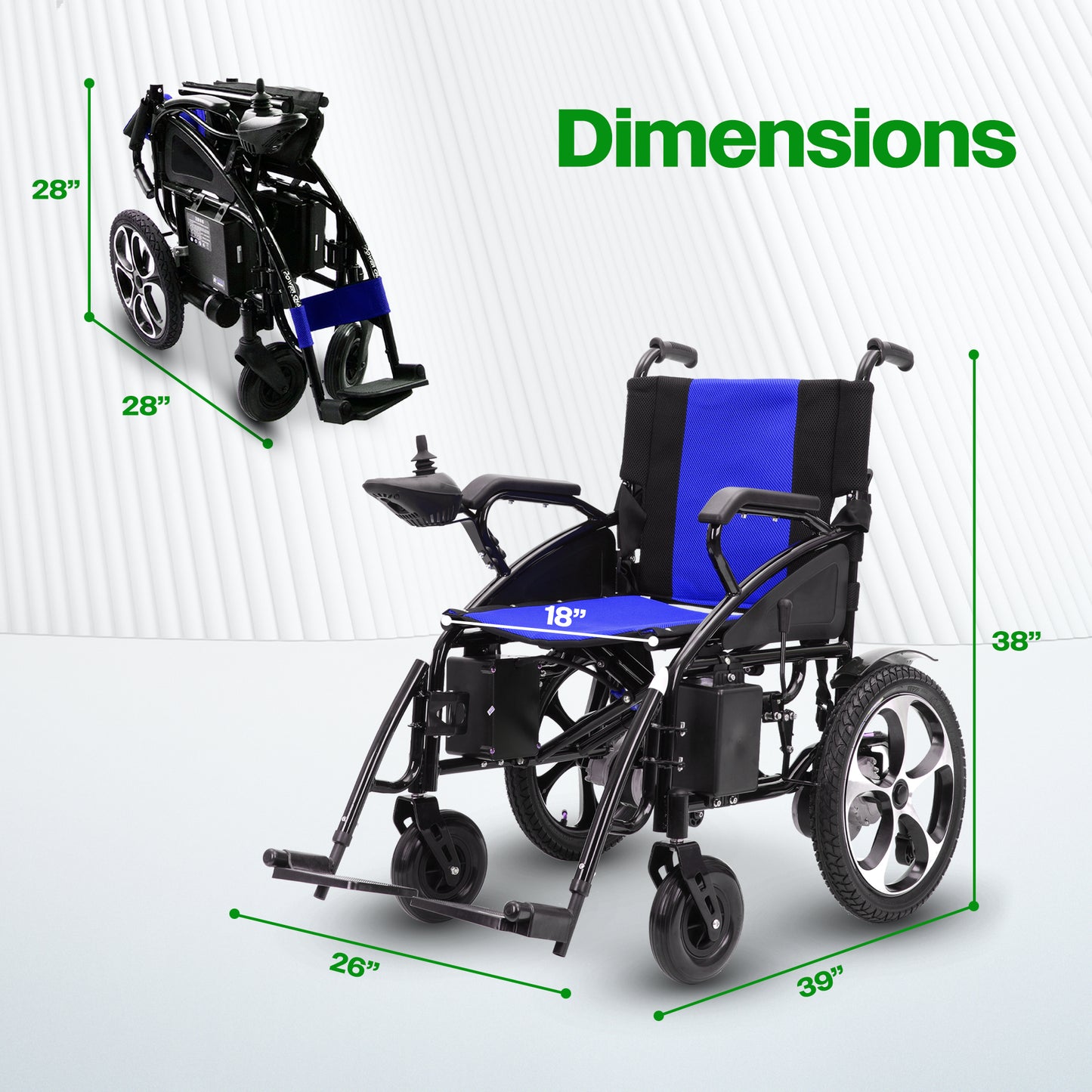 Culver Mobility ARTEMIS (BLUE) - Folding Lightweight Electric Wheelchair 265lbs - 500W- 13Miles
