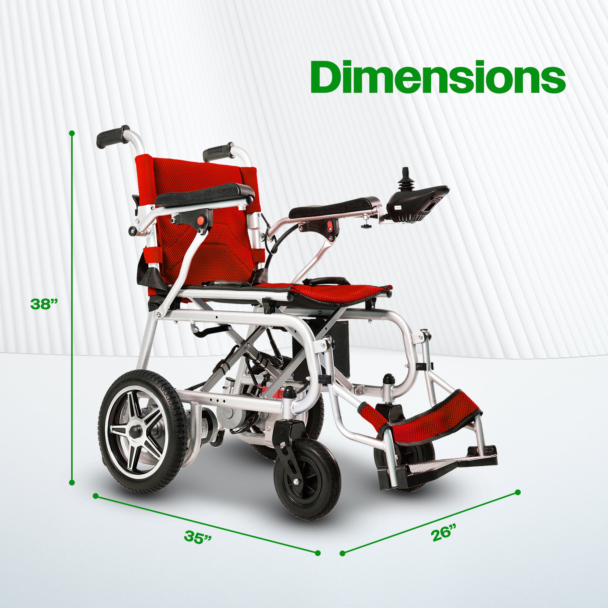 Culver Mobility ARTEMIS PRO (Red)-Lightweight Foldable Electric Wheelchair 500W -12 miles