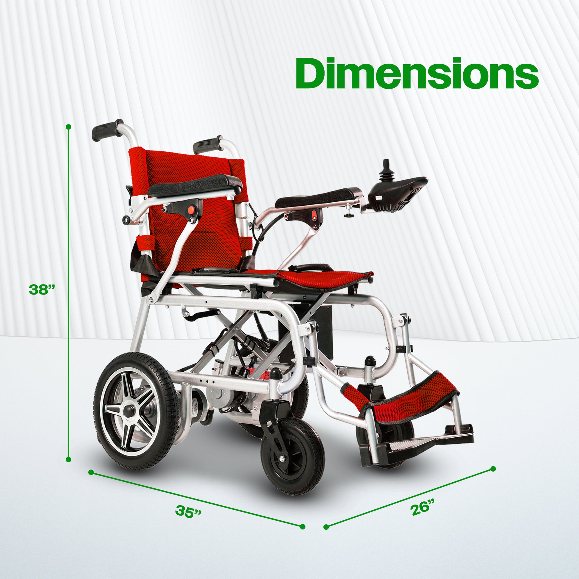 Culver Mobility ARTEMIS PRO (Red)-Lightweight Foldable Electric Wheelchair 500W -12 miles