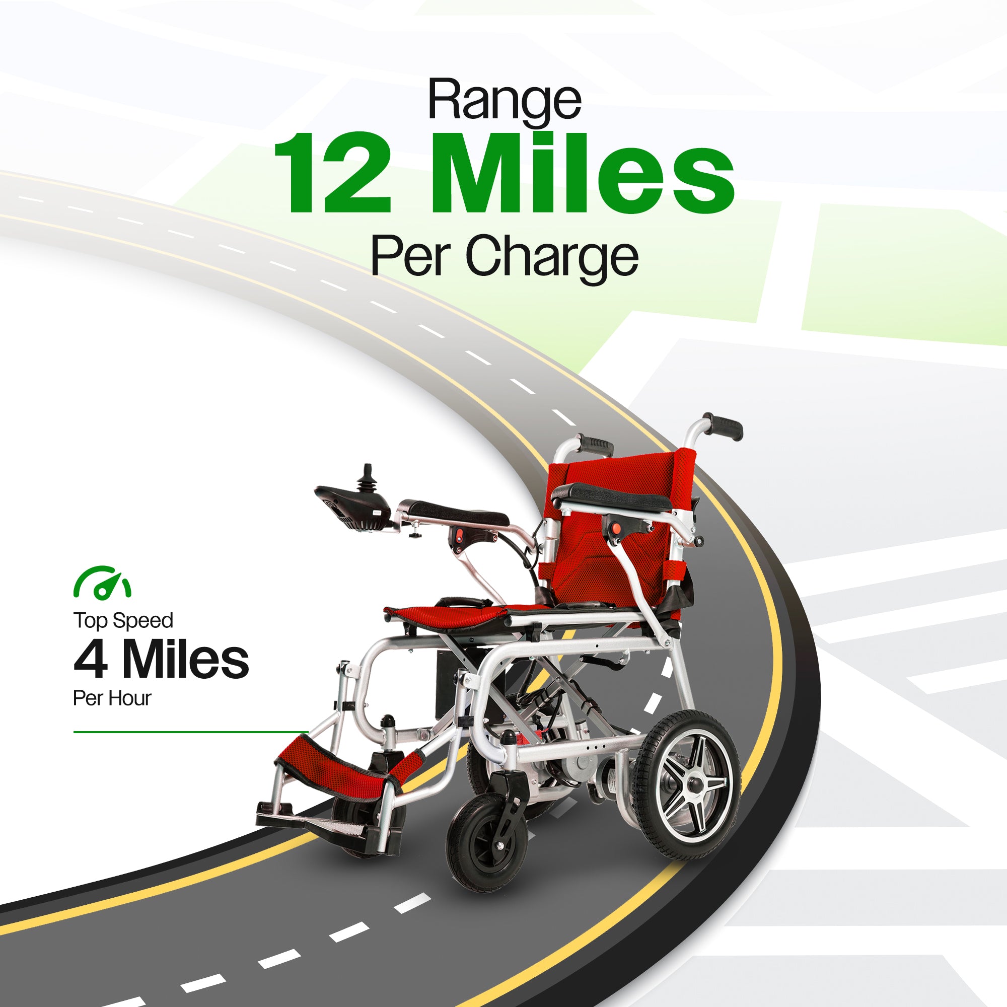 Culver Mobility ARTEMIS PRO (Red)-Lightweight Foldable Electric Wheelchair 500W -12 miles