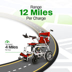 Culver Mobility ARTEMIS PRO Lightweight Folding Electric Wheelchair, 12-Mile Range – Red