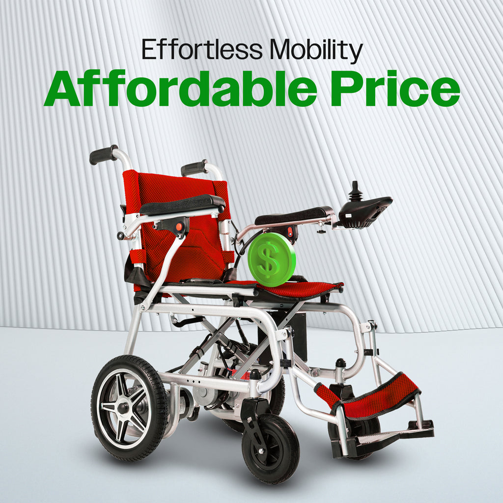 Culver Mobility ARTEMIS PRO Lightweight Folding Electric Wheelchair, 12-Mile Range – Red
