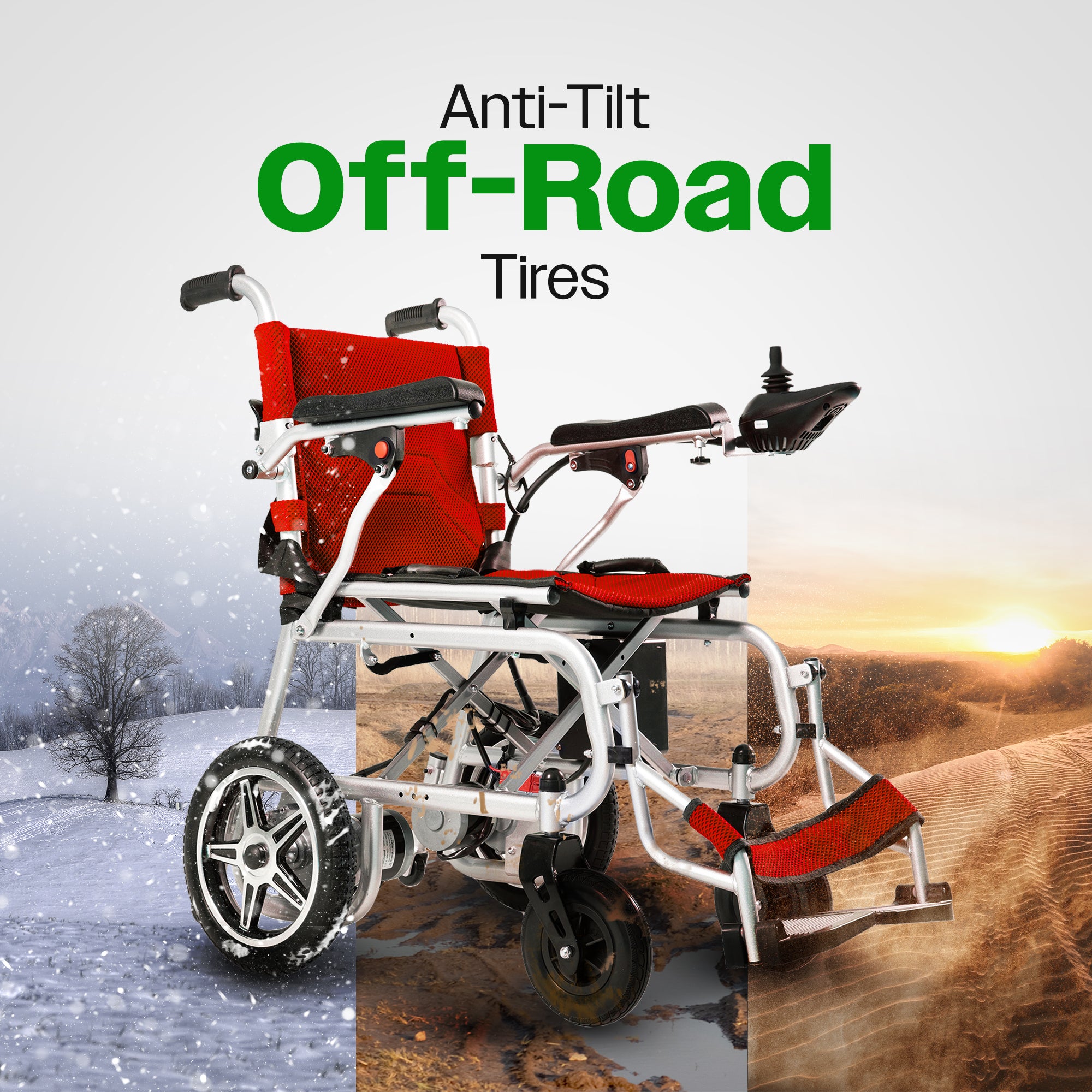 Culver Mobility ARTEMIS PRO (Red)-Lightweight Foldable Electric Wheelchair 500W -12 miles