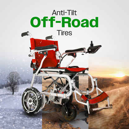 Culver Mobility ARTEMIS PRO (Red)-Lightweight Foldable Electric Wheelchair 500W -12 miles
