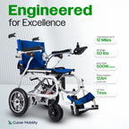Culver Mobility ARTEMIS PRO Lightweight Folding Electric Wheelchair, 12-Mile Range – Blue