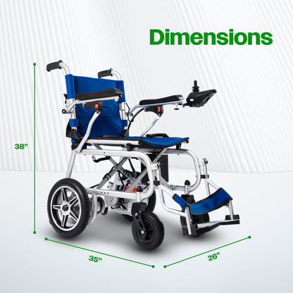 Culver Mobility ARTEMIS PRO (Blue)-Lightweight Foldable Electric Wheelchair 500W - 12 miles