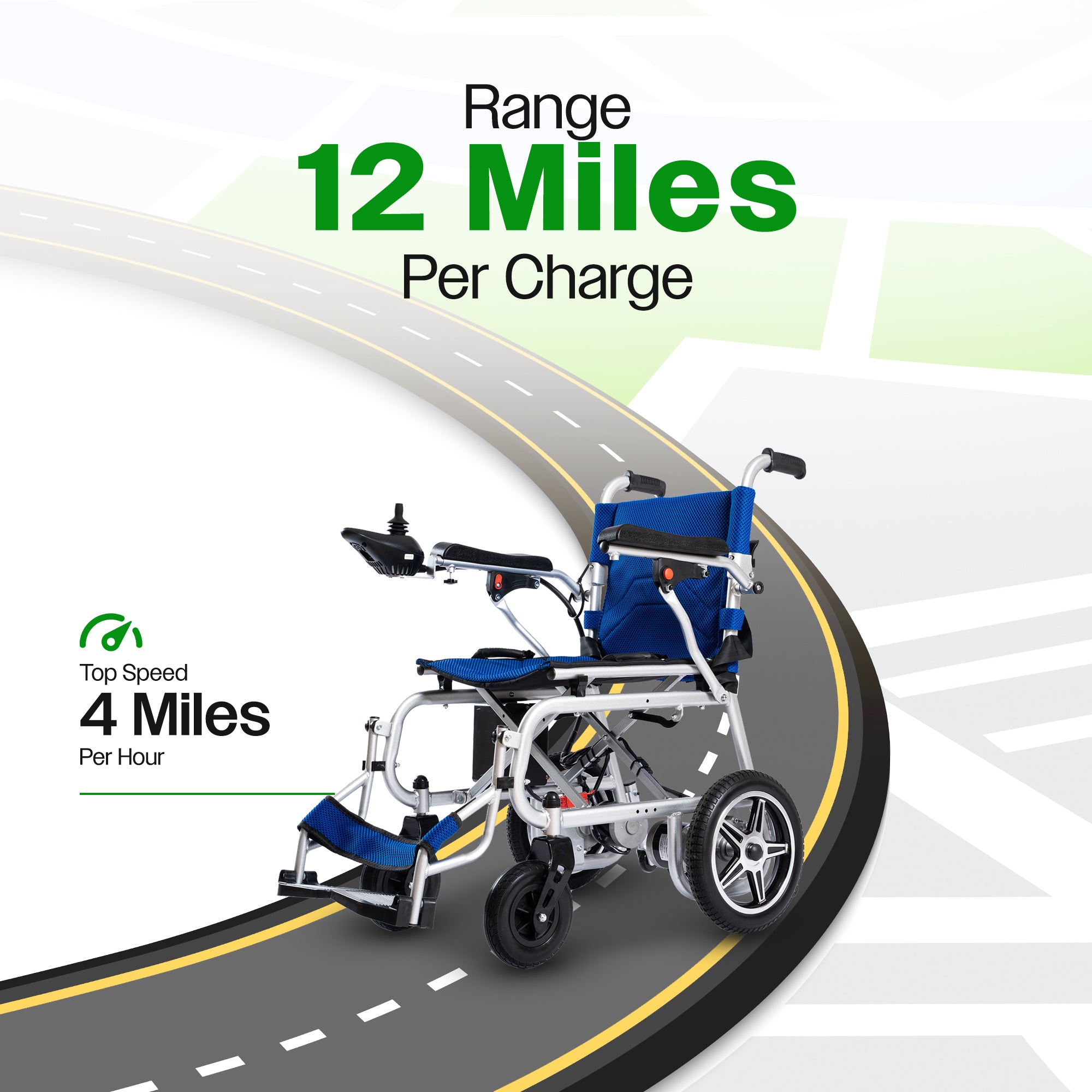 Culver Mobility ARTEMIS PRO (Blue)-Lightweight Foldable Electric Wheelchair 500W - 12 miles