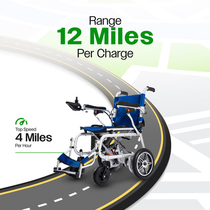 Culver Mobility ARTEMIS PRO (Blue)-Lightweight Foldable Electric Wheelchair 500W - 12 miles