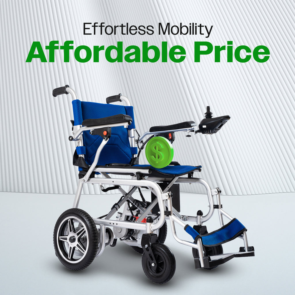 Culver Mobility ARTEMIS PRO Lightweight Folding Electric Wheelchair, 12-Mile Range – Blue